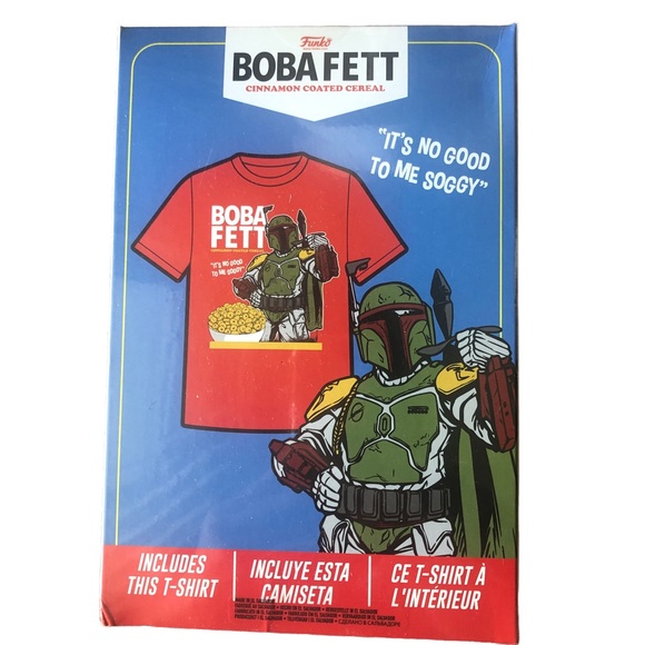 STAR WARS Pop Funko Limited Boba Fett T-shirt Cereal Box Mandalorian - Picture 2 of 4